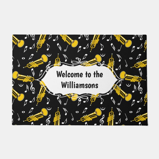 Trumpet Music Notes Pattern Doormat (Front)