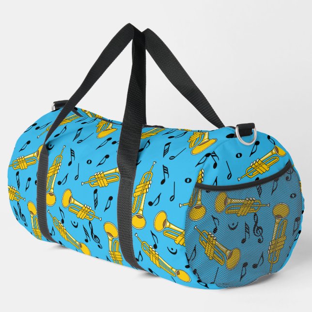 Trumpet Music Notes Pattern Duffle Bag (Right Corner)