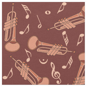 Trumpet Music Notes Pattern Fabric