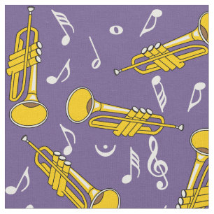 Trumpet Music Notes Pattern Fabric