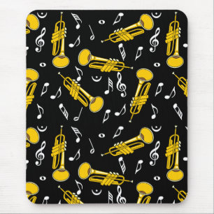Trumpet Music Notes Pattern Mouse Pad