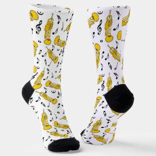 Trumpet Music Notes Pattern Socks