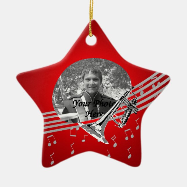 Trumpet Music Red Ceramic Ornament (Front)