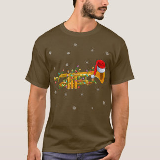 Trumpet Music Xmas Lighting Santa Hat Trumpet Chri T-Shirt
