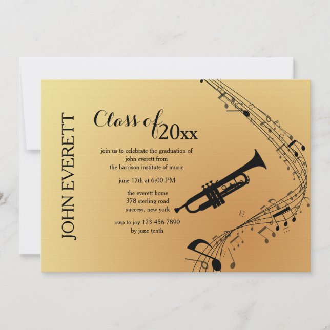 Trumpet Musical Instrument Invitation (Front)