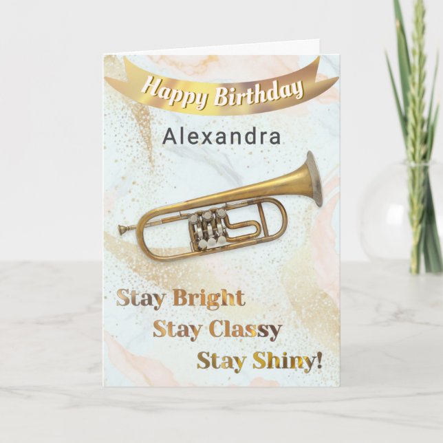 Trumpet Musical Instrument Personalised Birthday Card (Front)