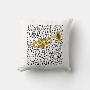 Trumpet Musical Notes Trumpeter Brass Musician Cushion