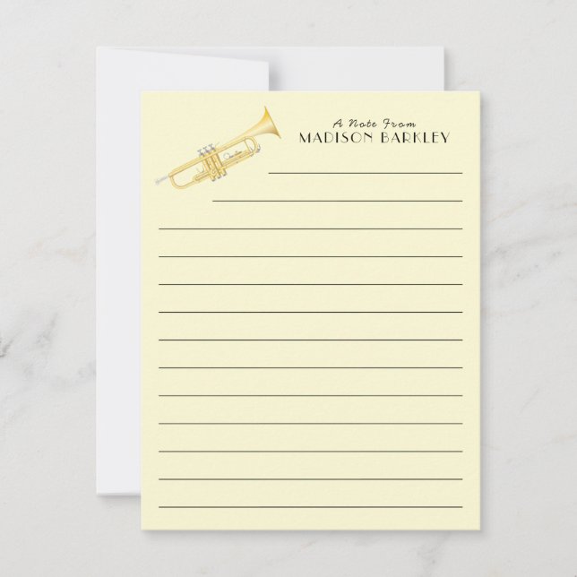 Trumpet Musician Band Teacher Thank You Card (Front)