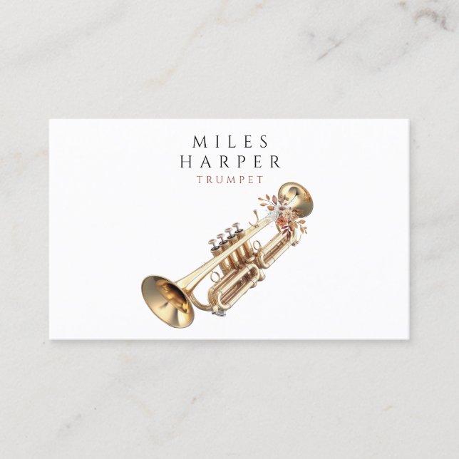 Trumpet Musician Teacher Business Card (Front)