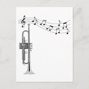 Trumpet Musician With Music Notes Postcard