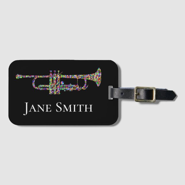 Trumpet name brass instrument case luggage tag (Front Horizontal)