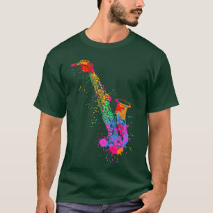 Trumpet Paint Splash Musical Instrument Music frie T-Shirt