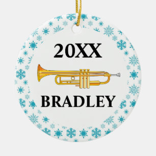 Trumpet Personalised Band Christmas Gift Ceramic Ornament
