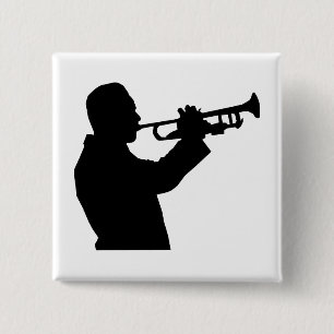 Trumpet Player 15 Cm Square Badge