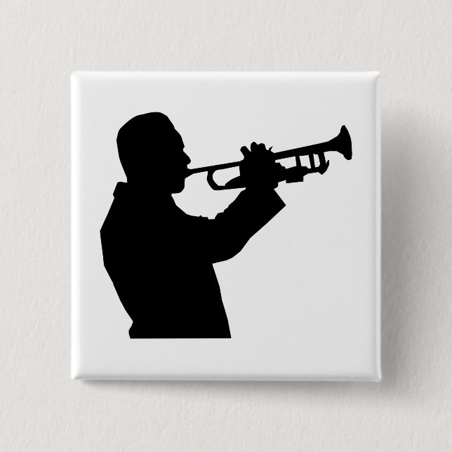 Trumpet Player 15 Cm Square Badge (Front)