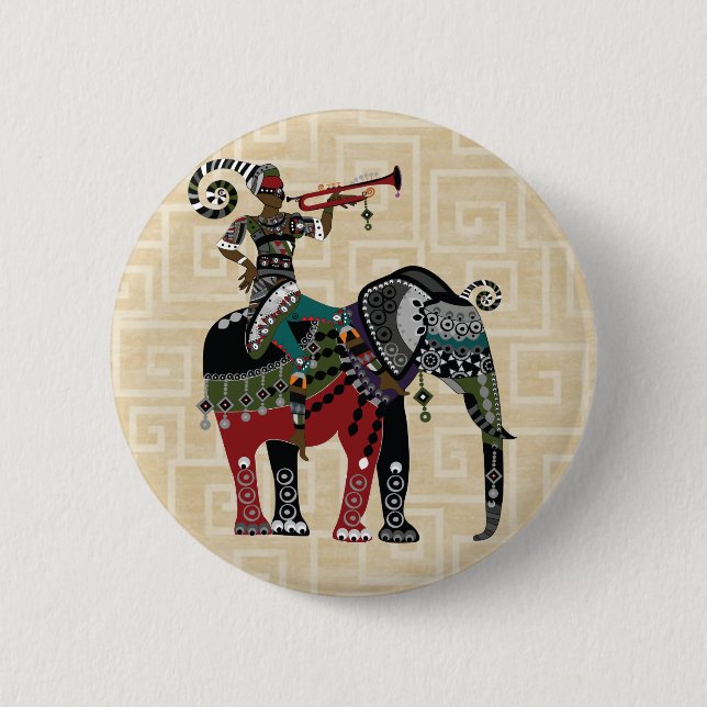 Trumpet Player 6 Cm Round Badge (Front)