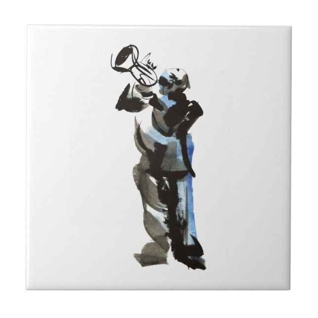 Trumpet Player Ceramic Tile (Front)