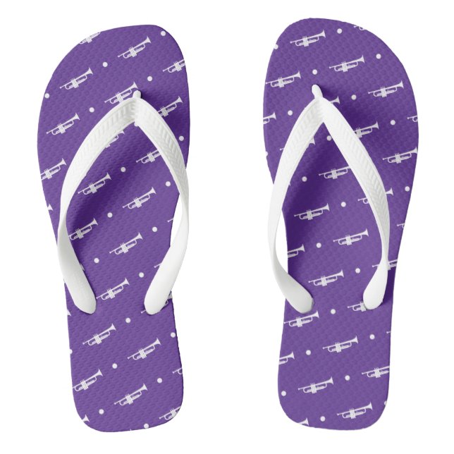 Trumpet Player Gift Music Marching Band Purple  Thongs (Footbed)