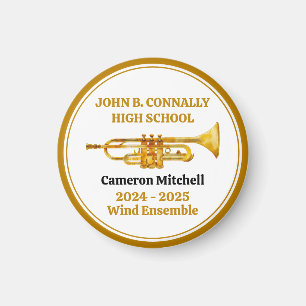 Trumpet Player High School Band Gold Personalised Magnet