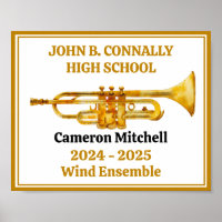 Trumpet Player High School Band Gold Personalised