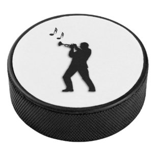 Trumpet Player Hockey Puck