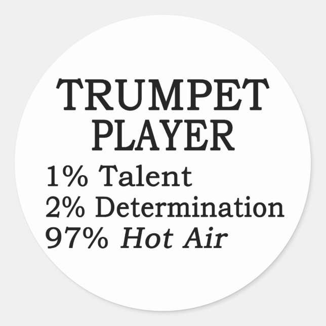 Trumpet Player Hot Air Classic Round Sticker (Front)