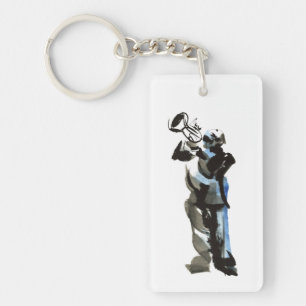 Trumpet Player Key Ring