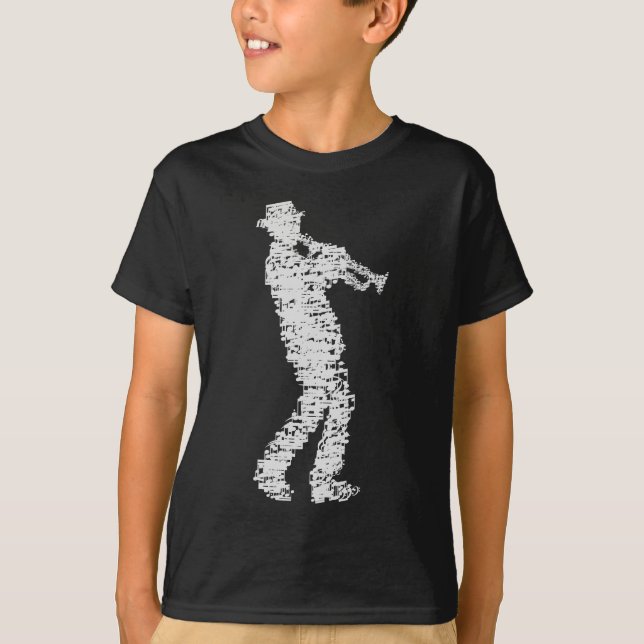 trumpet player made of notes T-Shirt (Front)