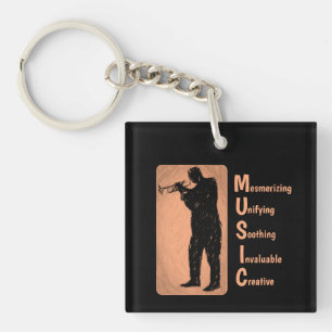 Trumpet Player Music Keychain