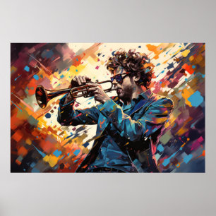 Trumpet Player Music Painting Abstract Art Decor