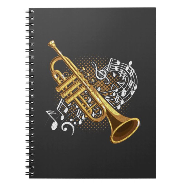Trumpet Player Musical Notes Jazz Music Art Notebook (Front)