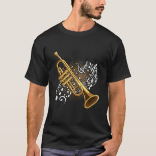 Trumpet Player Musical Notes Jazz Music Art T-Shirt