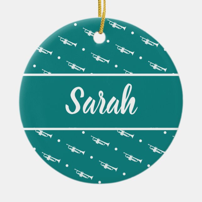 Trumpet Player Musician Gift Personalised Custom Ceramic Ornament (Front)