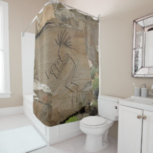 Trumpet Player Petroglyph Shower Curtain
