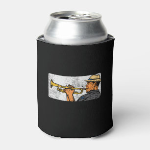 Trumpet Player Retro Trumpet Jazz Music Can Cooler