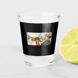 Trumpet Player Retro Trumpet Jazz Music Shot Glass