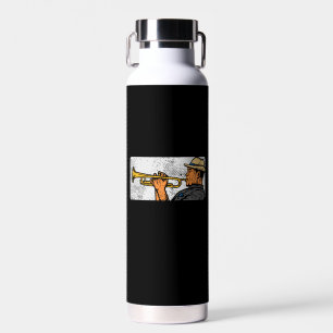 Trumpet Player Retro Trumpet Jazz Music Water Bottle