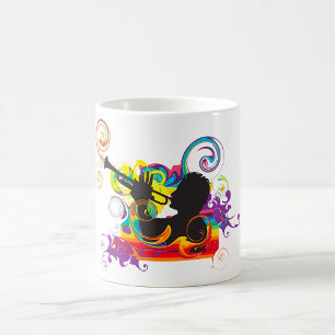 Trumpet Player Silhouette Retro Psychedelic Music Coffee Mug