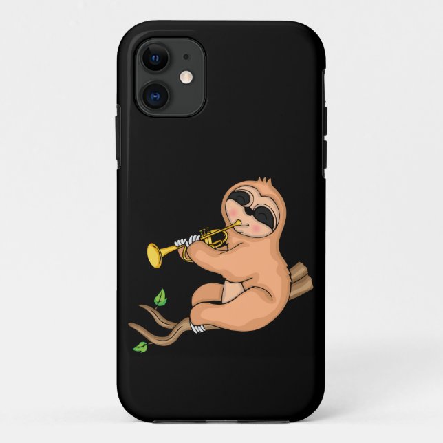 Trumpet Player Sloth Gift Kids Musician Trumpet Case-Mate iPhone Case (Back)