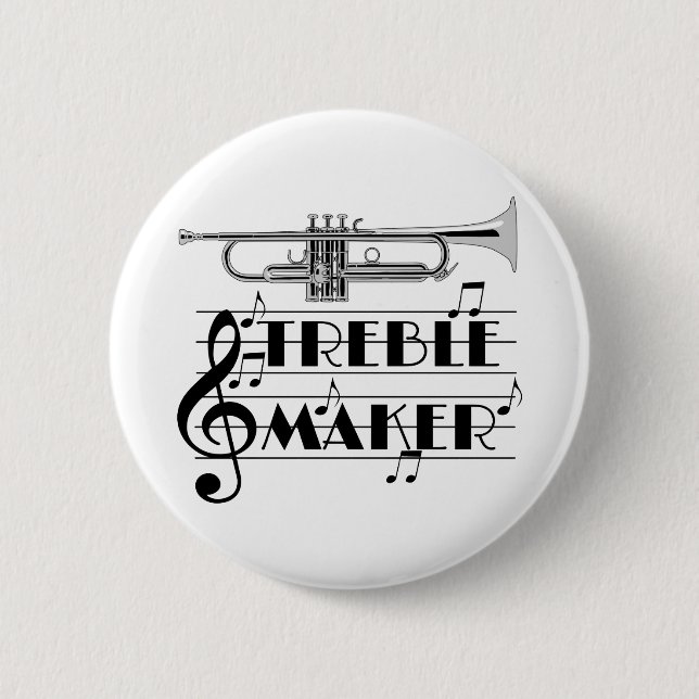 Trumpet Player Treble Maker 6 Cm Round Badge (Front)