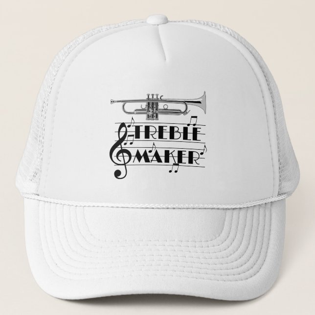 Trumpet Player Treble Maker Trucker Hat (Front)