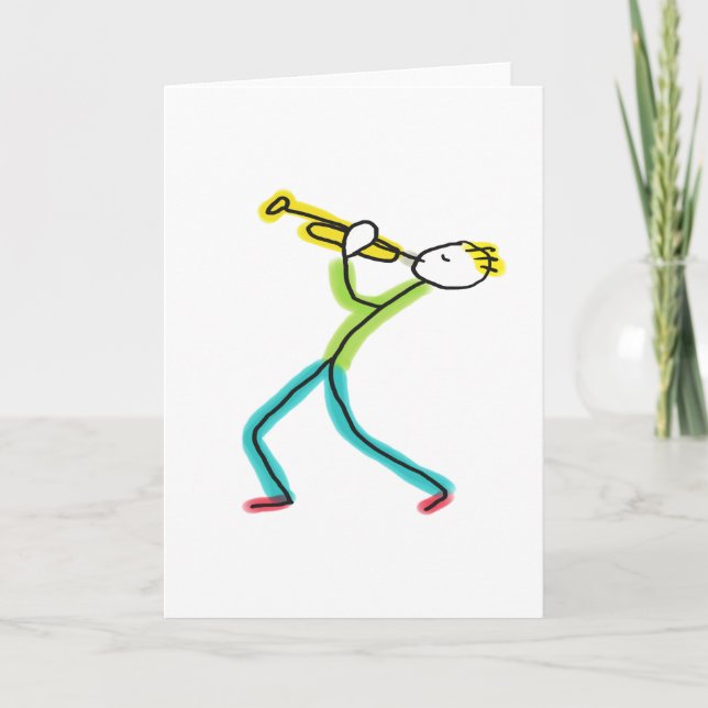 Trumpet Playing Stickman Card (Front)