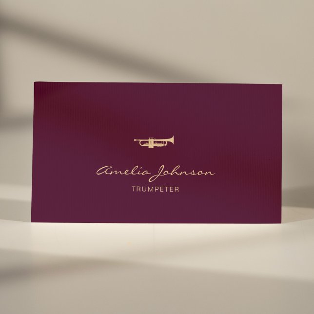 Trumpet Professional Brass Teacher Burgundy Business Card (Creator Uploaded)