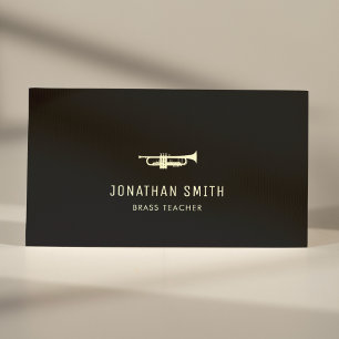 Trumpet Professional Music Teacher Black&White Business Card
