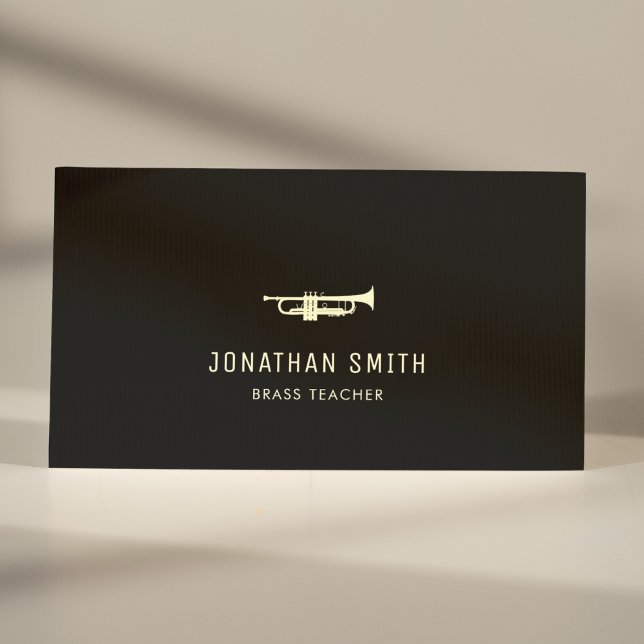 Trumpet Professional Music Teacher Black&White Business Card (Creator Uploaded)