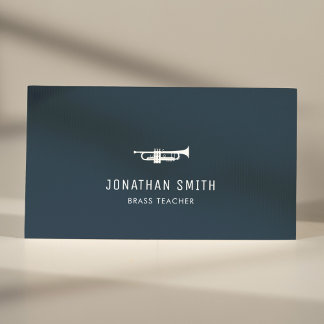Trumpet Professional Music Teacher Navy Blue Business Card