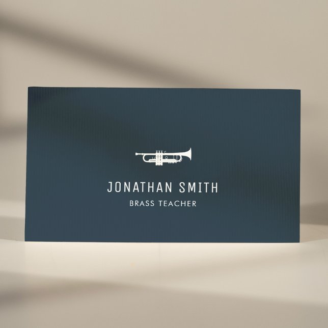 Trumpet Professional Music Teacher Navy Blue Business Card (Creator Uploaded)
