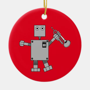 Trumpet Robot Ceramic Ornament
