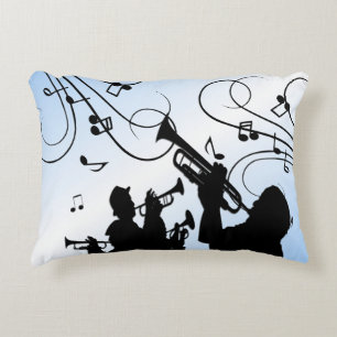 Trumpet Section Blue Music Decorative Cushion