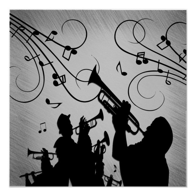 Trumpet Section Grey Music Design Poster (Front)